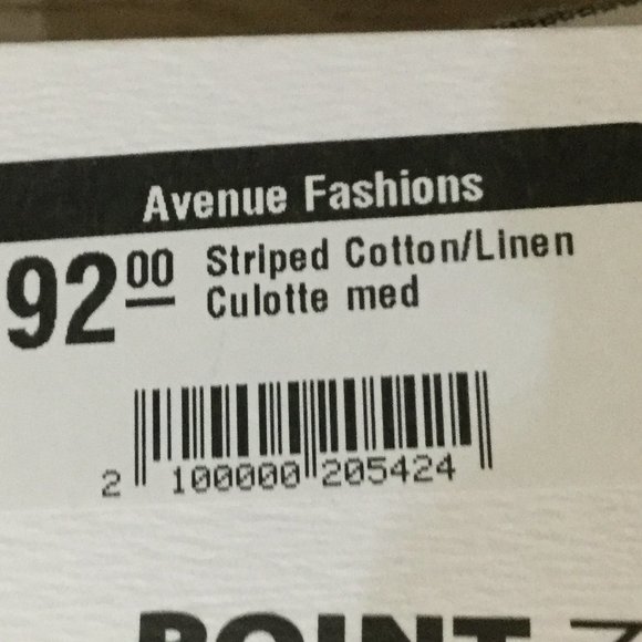 NWT Stripped Linen/Cotton Culottes with open front of legs very nice size Medium - Picture 3 of 7